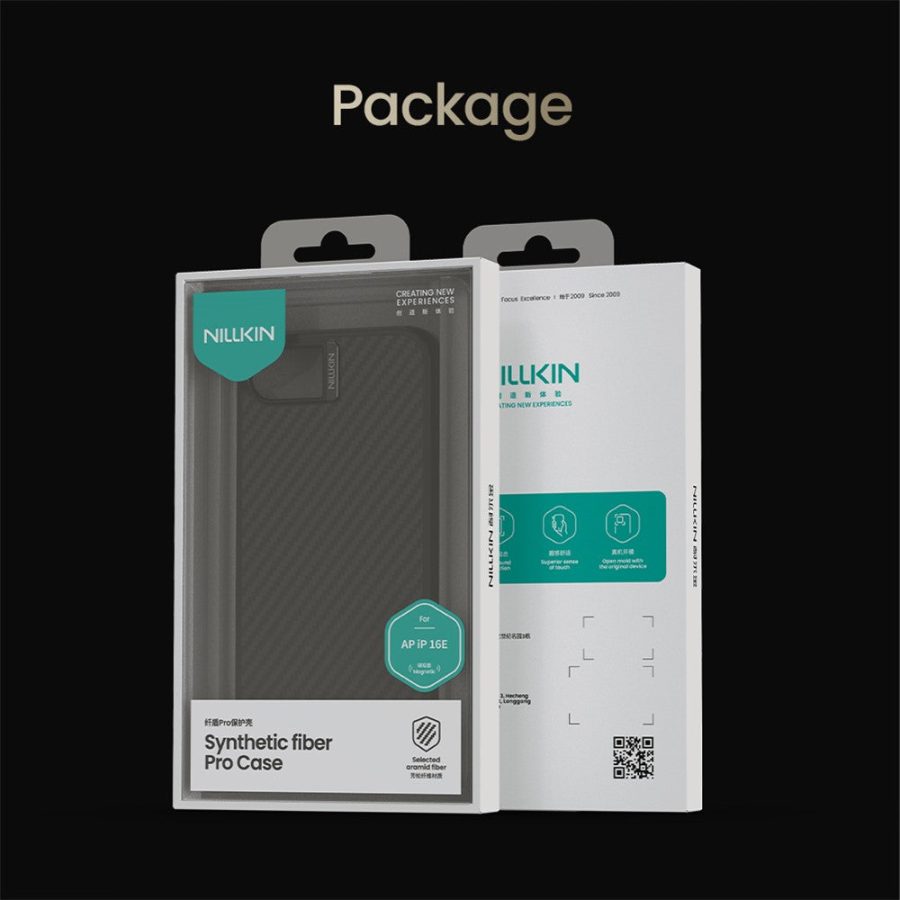 6601148285A-12 NILLKIN For iPhone 17e / 16e Magnetic Case Carbon Fiber Texture TPU - PC Shockproof Phone Cover