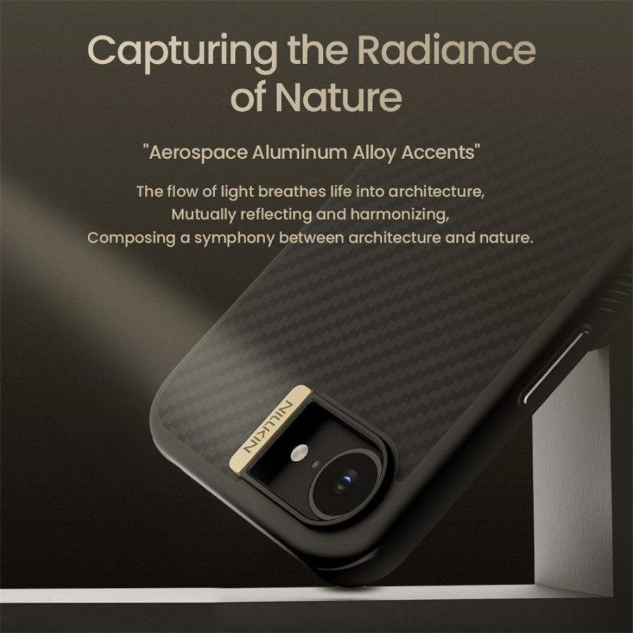 6601148285A-7 NILLKIN For iPhone 17e / 16e Magnetic Case Carbon Fiber Texture TPU - PC Shockproof Phone Cover