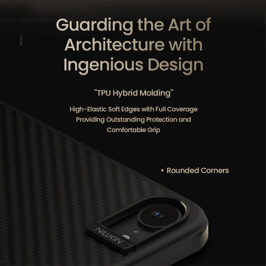 6601148285A-8 NILLKIN For iPhone 17e / 16e Magnetic Case Carbon Fiber Texture TPU - PC Shockproof Phone Cover