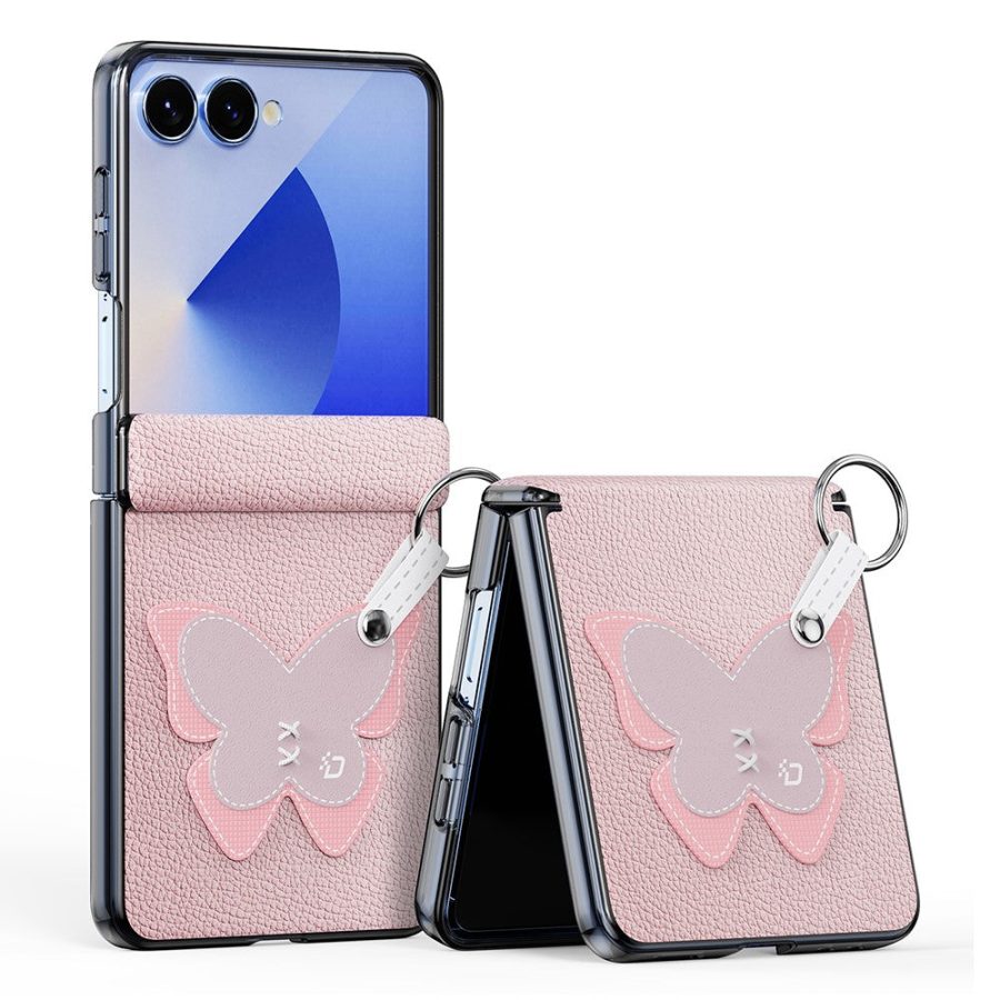 DUX DUCIS Luvy Series For Samsung Galaxy Z Flip7 Case PU Leather - PC Phone Case with Ring Holder / Strap