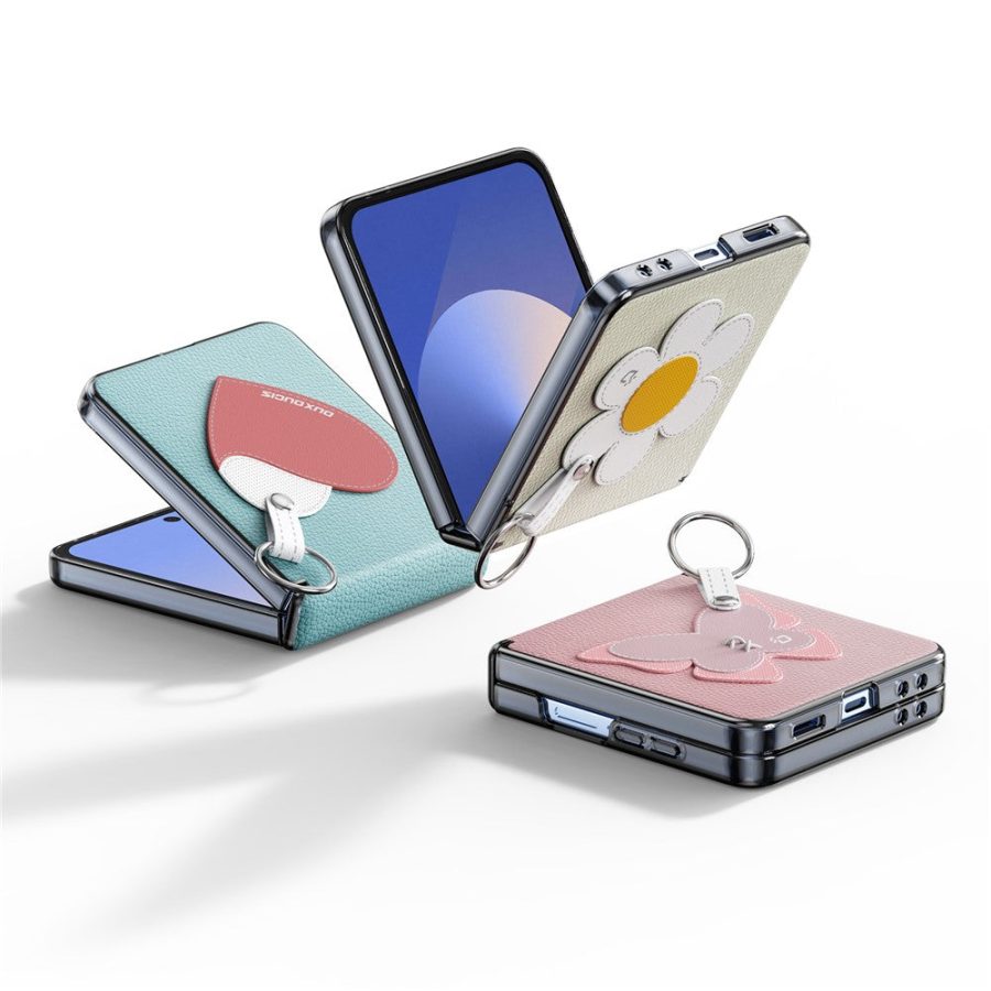 DUX DUCIS Luvy Series For Samsung Galaxy Z Flip7 Case PU Leather - PC Phone Case with Ring Holder / Strap