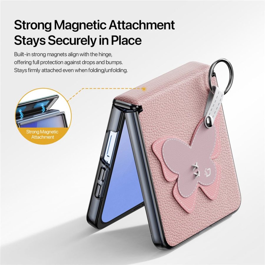 DUX DUCIS Luvy Series For Samsung Galaxy Z Flip7 Case PU Leather - PC Phone Case with Ring Holder / Strap