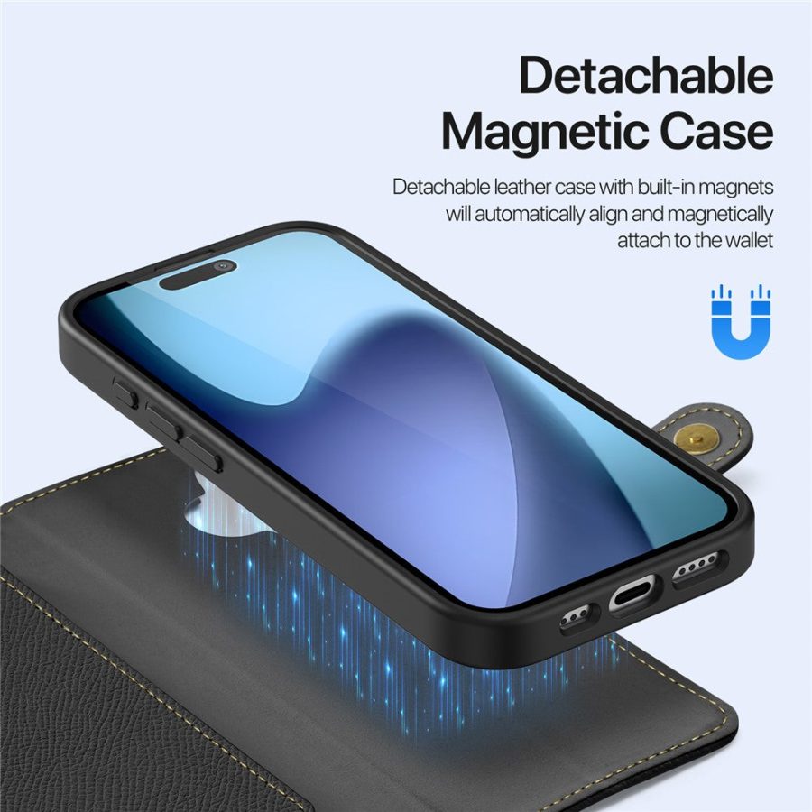 6601164187A-5 DUX DUCIS For iPhone 17 Case Lawa Series Detachable Magnetic Cowhide Leather Cover Zipper Wallet