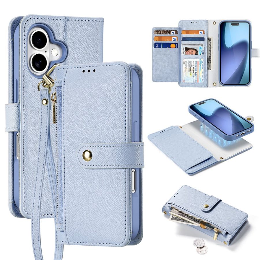 6601164187C-1 DUX DUCIS For iPhone 17 Case Lawa Series Detachable Magnetic Cowhide Leather Cover Zipper Wallet