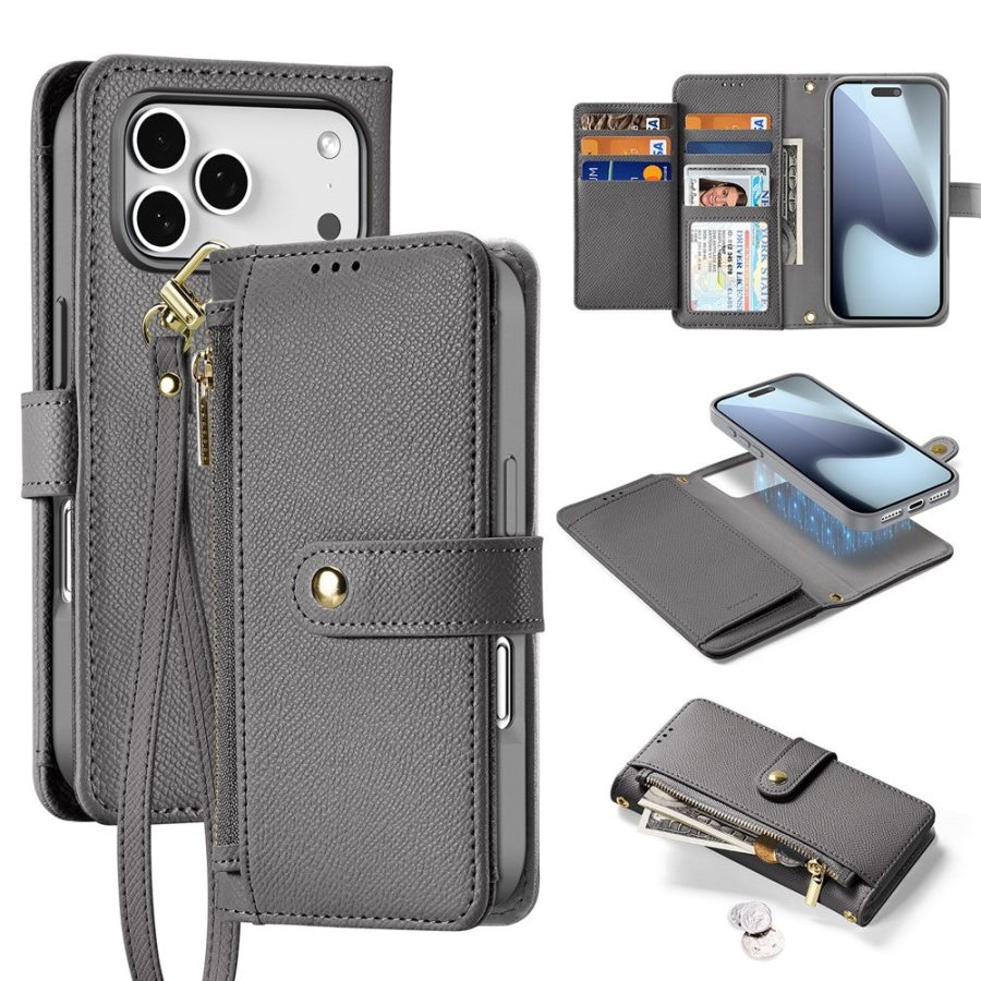 6601164190B-1 DUX DUCIS For iPhone 17 Pro Max Case Lawa Series Detachable Magnetic Cowhide Leather Cover Zipper Wallet
