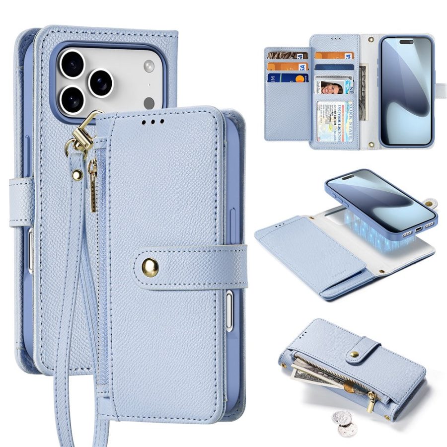 6601164190C-1 DUX DUCIS For iPhone 17 Pro Max Case Lawa Series Detachable Magnetic Cowhide Leather Cover Zipper Wallet