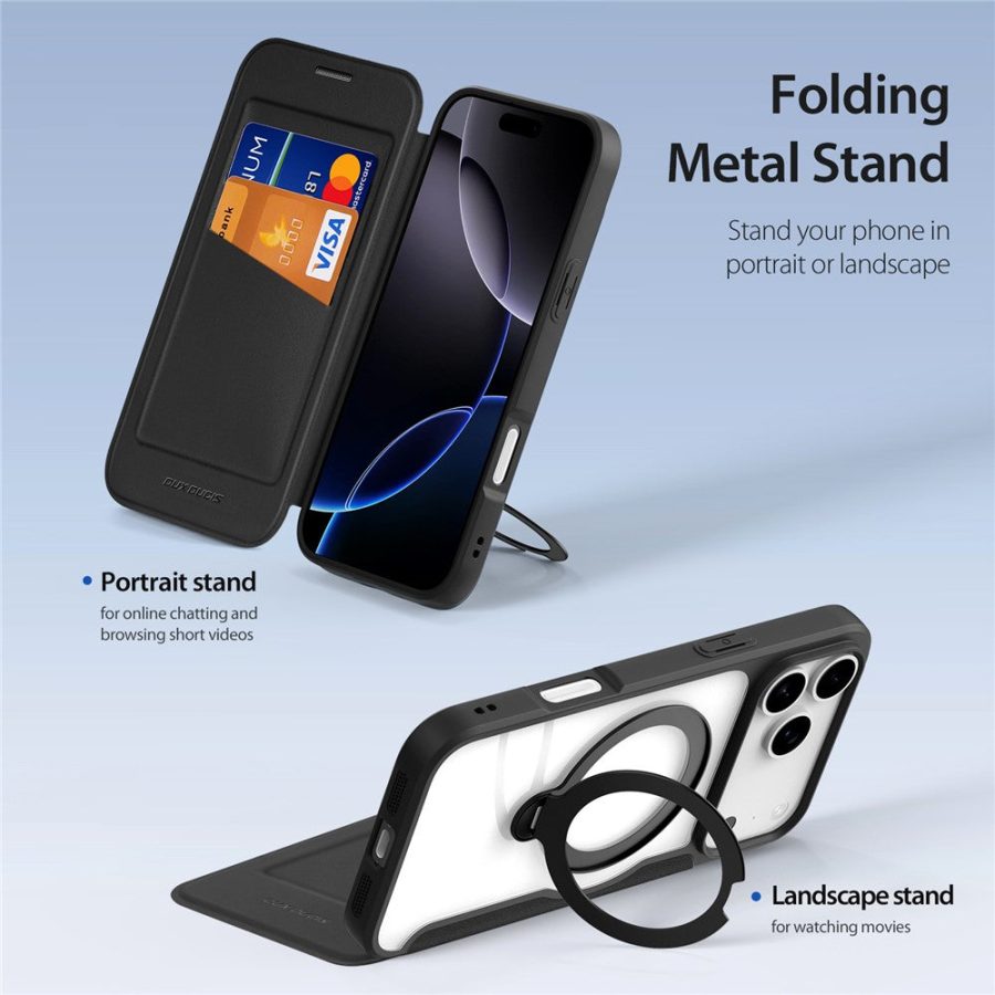 6601164493A-4 DUX DUCIS For iPhone 17 Pro Max Leather Case Skin X Pro Series Rotary Kickstand Cover Compatible with MagSafe