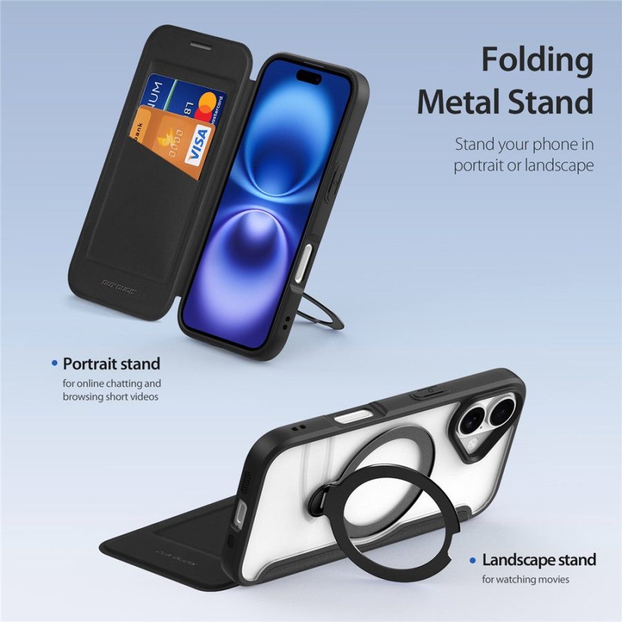 6601164496A-4 DUX DUCIS For iPhone 17 Leather Case Skin X Pro Series Rotary Kickstand Cover Compatible with MagSafe