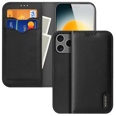 DUX DUCIS For iPhone 17 Pro Case Hivo Series Cowhide Leather RFID Blocking Wallet Stand Flip Phone Cover