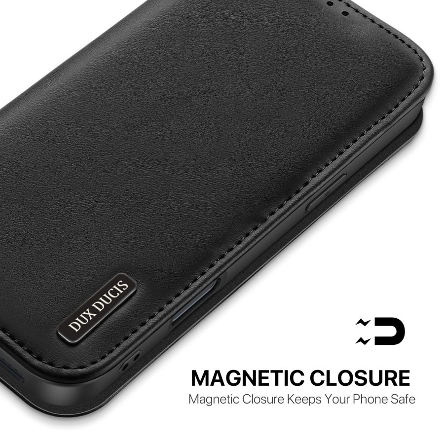 6601165164A-6 DUX DUCIS For iPhone 17 Pro Case Hivo Series Cowhide Leather RFID Blocking Wallet Stand Flip Phone Cover