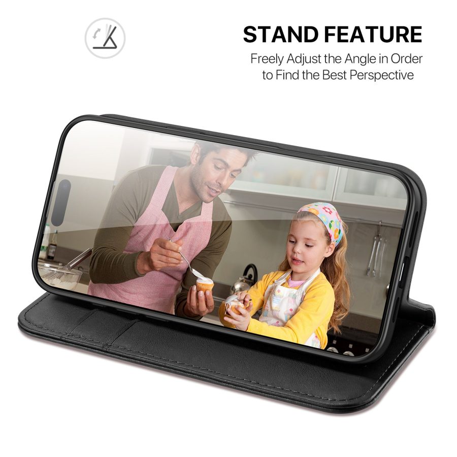 6601165164A-7 DUX DUCIS For iPhone 17 Pro Case Hivo Series Cowhide Leather RFID Blocking Wallet Stand Flip Phone Cover