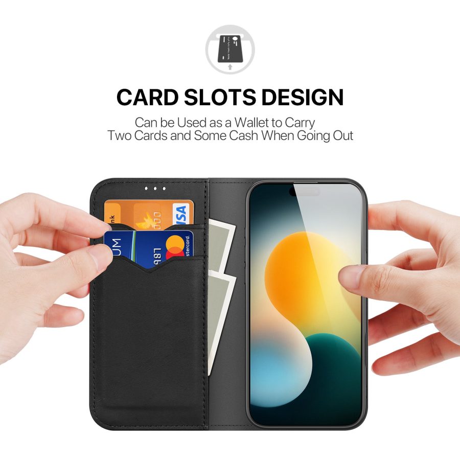 DUX DUCIS For iPhone Air Case Hivo Series Cowhide Leather RFID Blocking Wallet Stand Flip Phone Cover