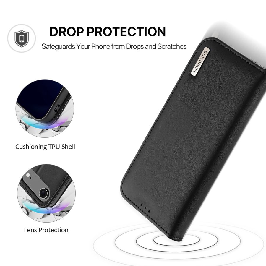 DUX DUCIS For iPhone Air Case Hivo Series Cowhide Leather RFID Blocking Wallet Stand Flip Phone Cover