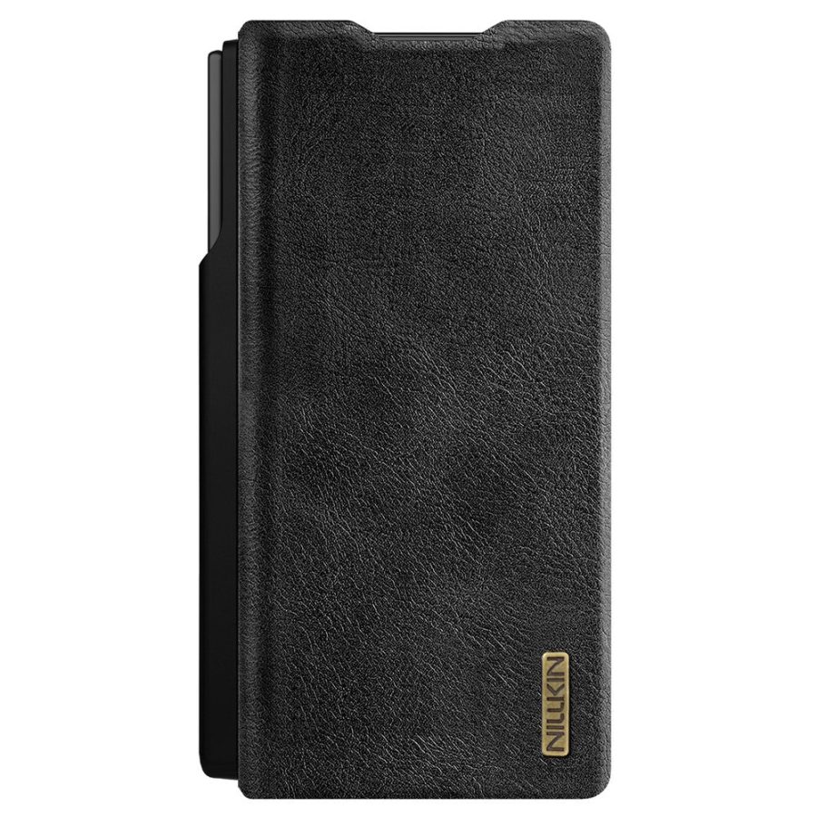 6601171017A-4 NILLKIN Qin Pro Series for Samsung Galaxy Z Fold7 Case Vegan Leather Phone Cover with Built-in Stylus / Card Slots