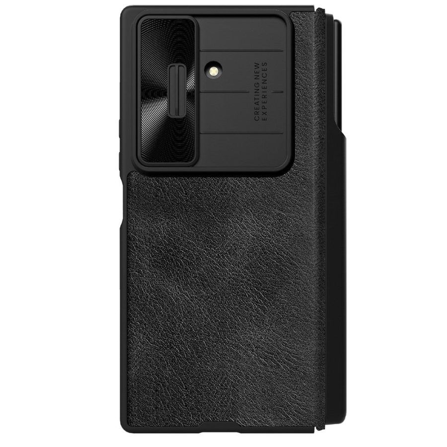 6601171017A-5 NILLKIN Qin Pro Series for Samsung Galaxy Z Fold7 Case Vegan Leather Phone Cover with Built-in Stylus / Card Slots