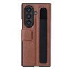 6601171020A-3 NILLKIN For Samsung Galaxy Z Fold7 Case Vegan Leather Kickstand Phone Cover with Stylus Slot / Card Slot