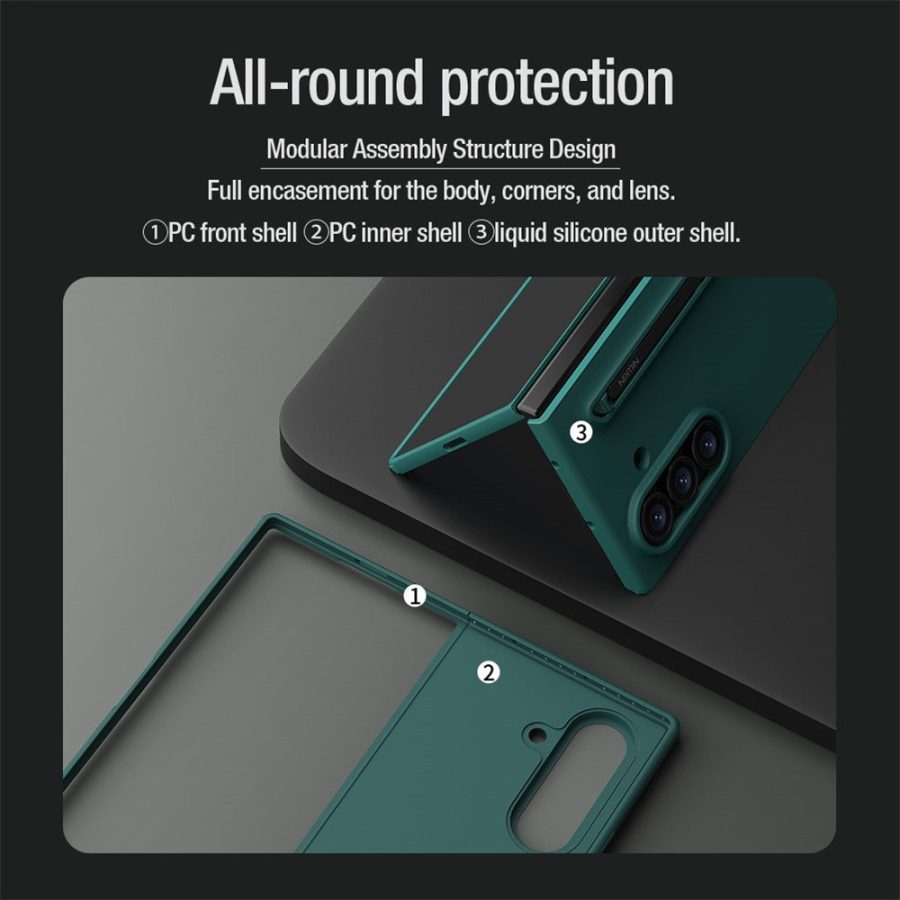 6601171058A-10 NILLKIN Flex Pure Fold For Samsung Galaxy Z Fold7 Case Shockproof Silicone with Stylus Pen Phone Cover