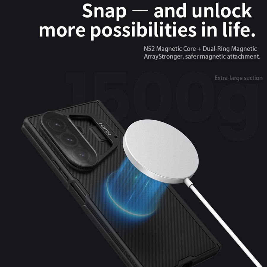 6601171062A-9 NILLKIN CamShield Prop Magnetic Series For Samsung Galaxy Z Fold7 Case with Clear Camera Lid / Magnetic Support Phone Cover