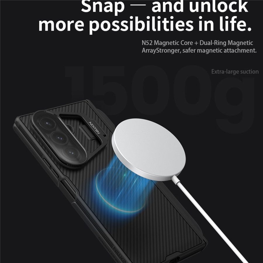 6601171064A-9 NILLKIN CamShield Prop Magnetic Series For Samsung Galaxy Z Fold7 Case with Clear Camera Lid / Stylus Pen Phone Cover