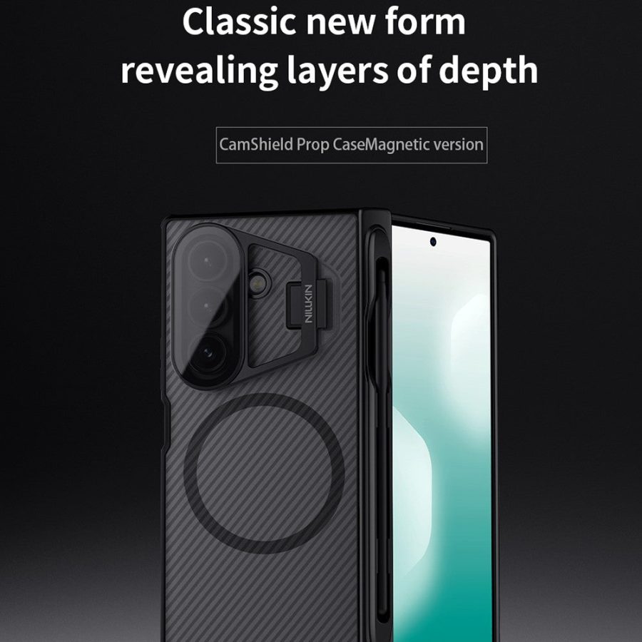 6601171065A-6 NILLKIN CamShield Prop Magnetic Translucent Series For Samsung Galaxy Z Fold7 Case with Clear Camera Lid / Stylus Pen Phone Cover
