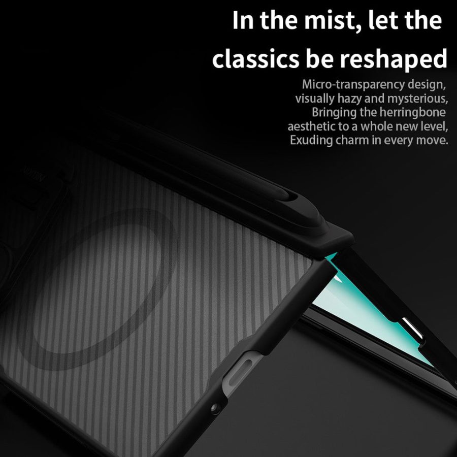 6601171065A-7 NILLKIN CamShield Prop Magnetic Translucent Series For Samsung Galaxy Z Fold7 Case with Clear Camera Lid / Stylus Pen Phone Cover