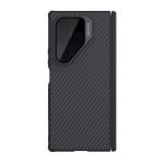 NILLKIN For Samsung Galaxy Z Fold7 Case Carbon Fiber Back Shockproof Phone Cover with Magnetic Support /  Clear Black Lens Lid