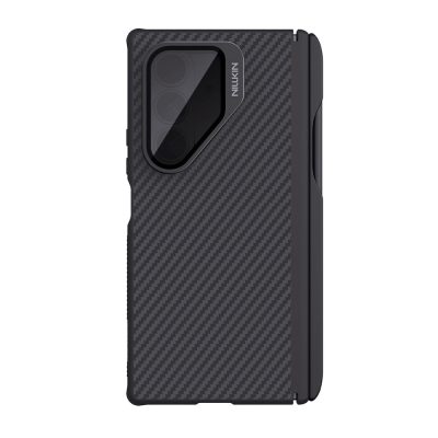 6601172288A-1 NILLKIN CarboProp For Samsung Galaxy Z Fold7 Case Aramid Fiber Magnetic Support Phone Cover with Stylus Pen / Clear Black Lens Lid