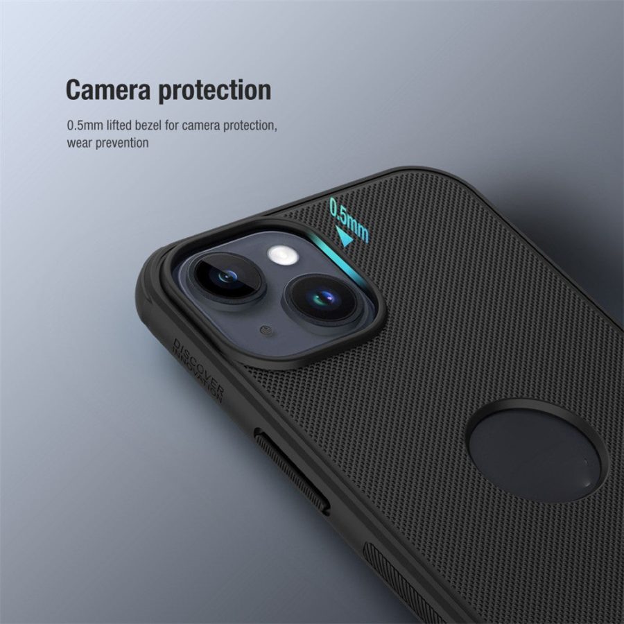 660117461A-5 NILLKIN Super Frosted Shield Pro Hard PC Case for iPhone 14 Shockproof Matte Phone Cover (Hollow-out Design for Logo)