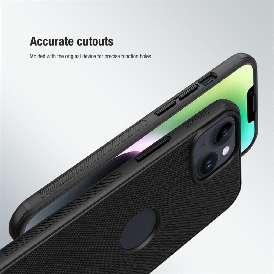 660117461A-6 NILLKIN Super Frosted Shield Pro Hard PC Case for iPhone 14 Shockproof Matte Phone Cover (Hollow-out Design for Logo)