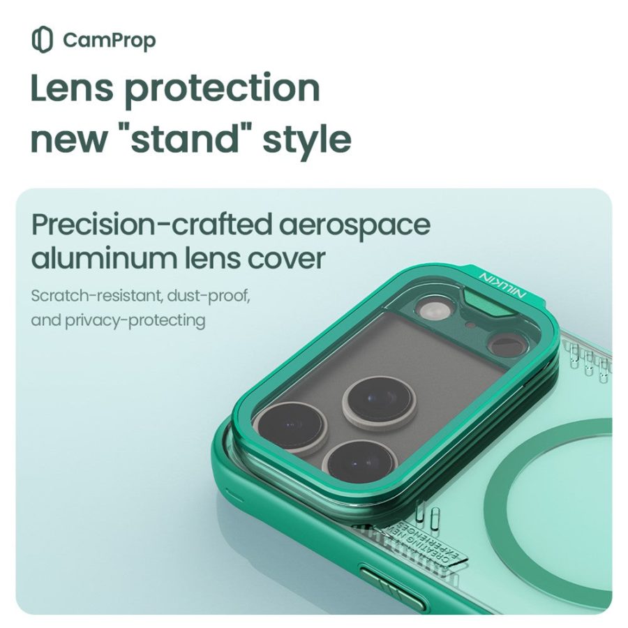 NILLKIN Iceblade CamProp For iPhone 17 Pro Max Magnetic Case Clear Lens Lid Kickstand PC - TPU Phone Cover