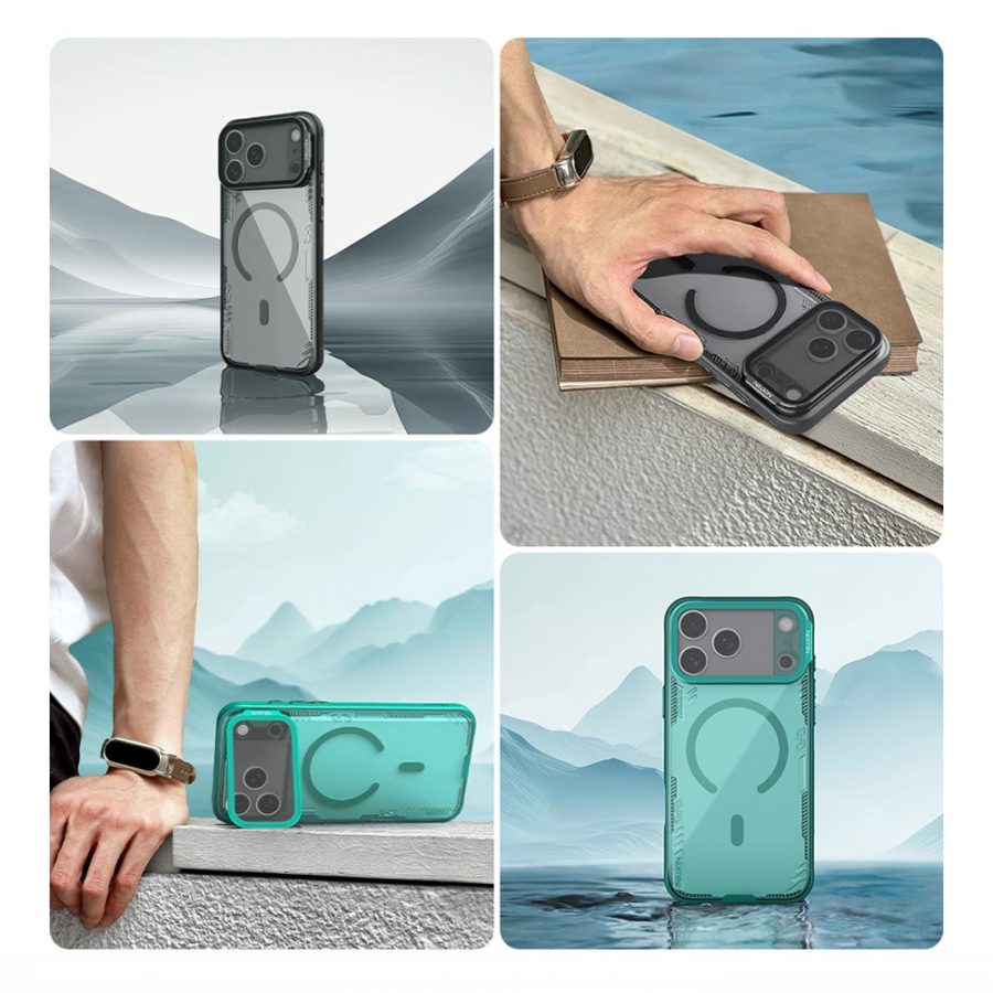 NILLKIN Iceblade CamProp For iPhone 17 Pro Max Magnetic Case Clear Lens Lid Kickstand PC - TPU Phone Cover