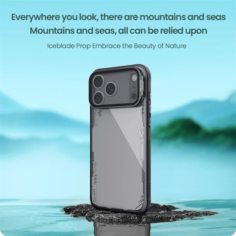 6601176509A-6 NILLKIN Iceblade CamProp For iPhone 17 Pro Max Case Clear Lens Lid Kickstand PC - TPU Phone Cover