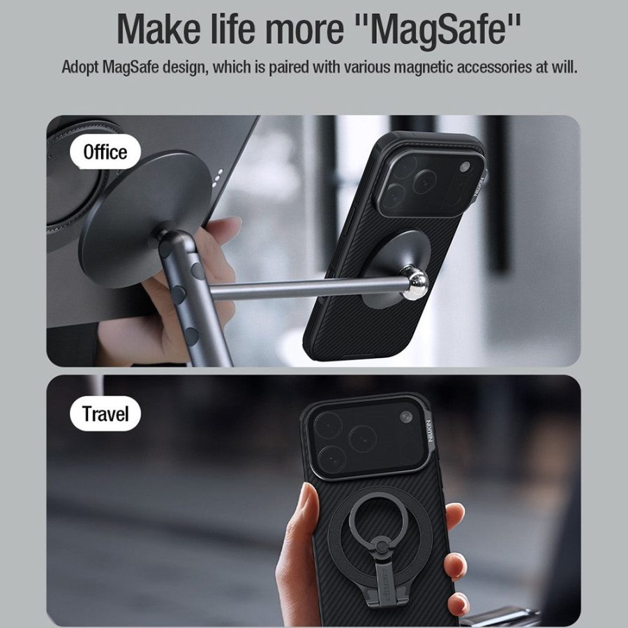 NILLKIN Camshield Prop Magnetic Series for iPhone 17 Pro Max Case Clear Black Lens Lid PC - TPU Phone Back Cover