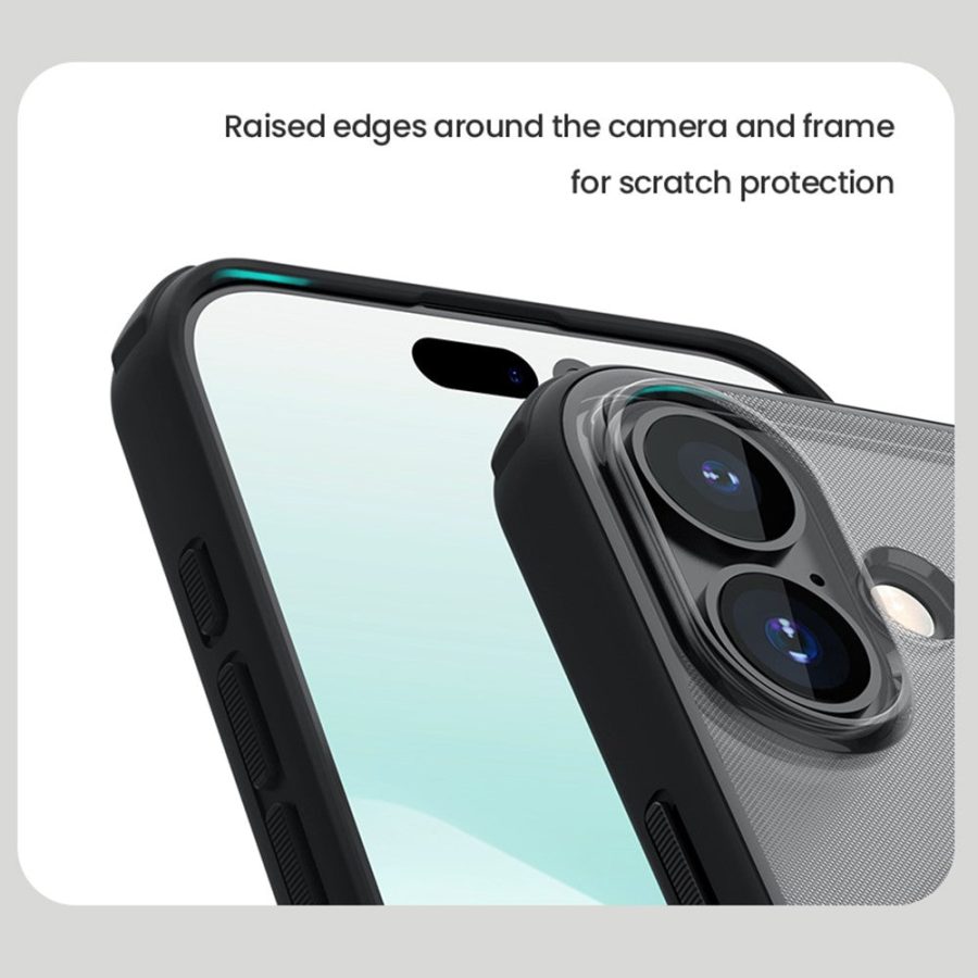6601177565A-12 NILLKIN Super Frosted Shield Pro For iPhone 17 Case Matte PC - TPU Clear Black Phone Back Cover