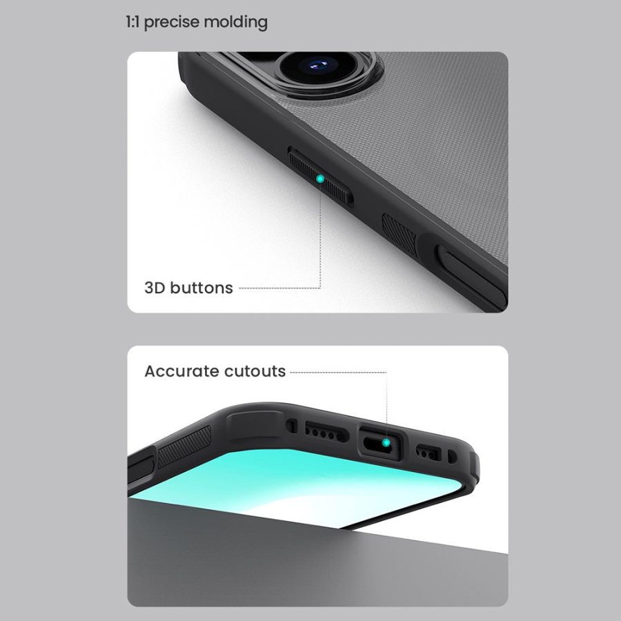 6601177565A-16 NILLKIN Super Frosted Shield Pro For iPhone 17 Case Matte PC - TPU Clear Black Phone Back Cover