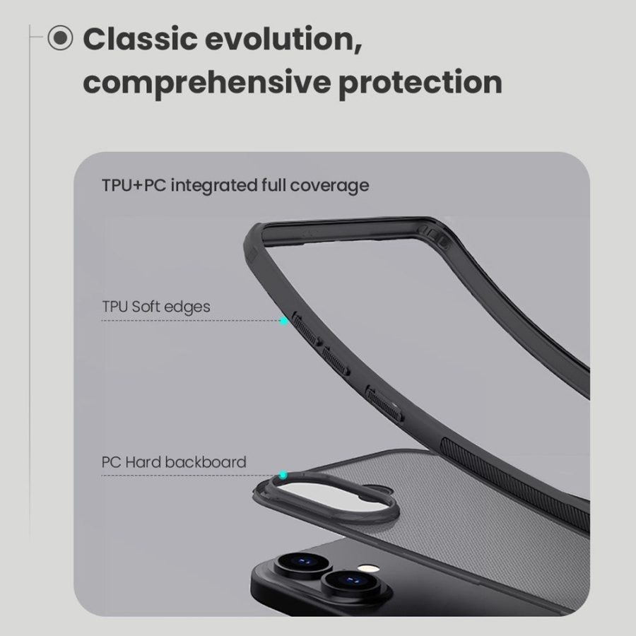6601177565A-9 NILLKIN Super Frosted Shield Pro For iPhone 17 Case Matte PC - TPU Clear Black Phone Back Cover