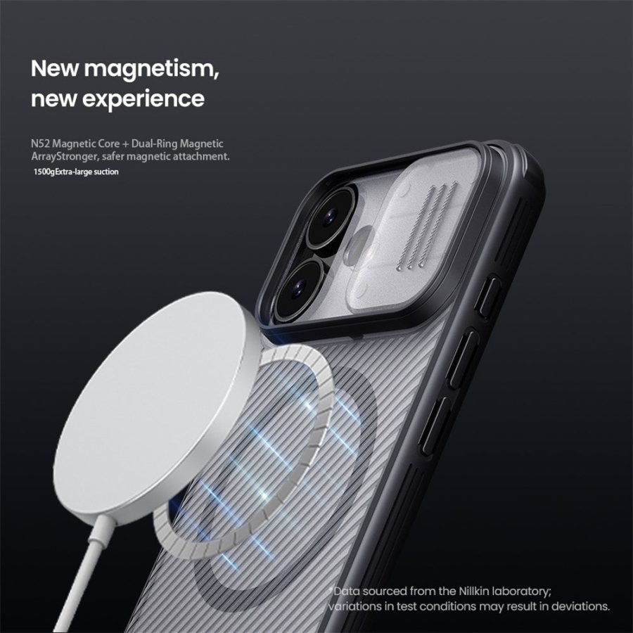 6601178530A-13 NILLKIN Camshield Pro Magnetic Series For iPhone 17 Case TPU - PC Clear Black Phone Cover with Camera Slider