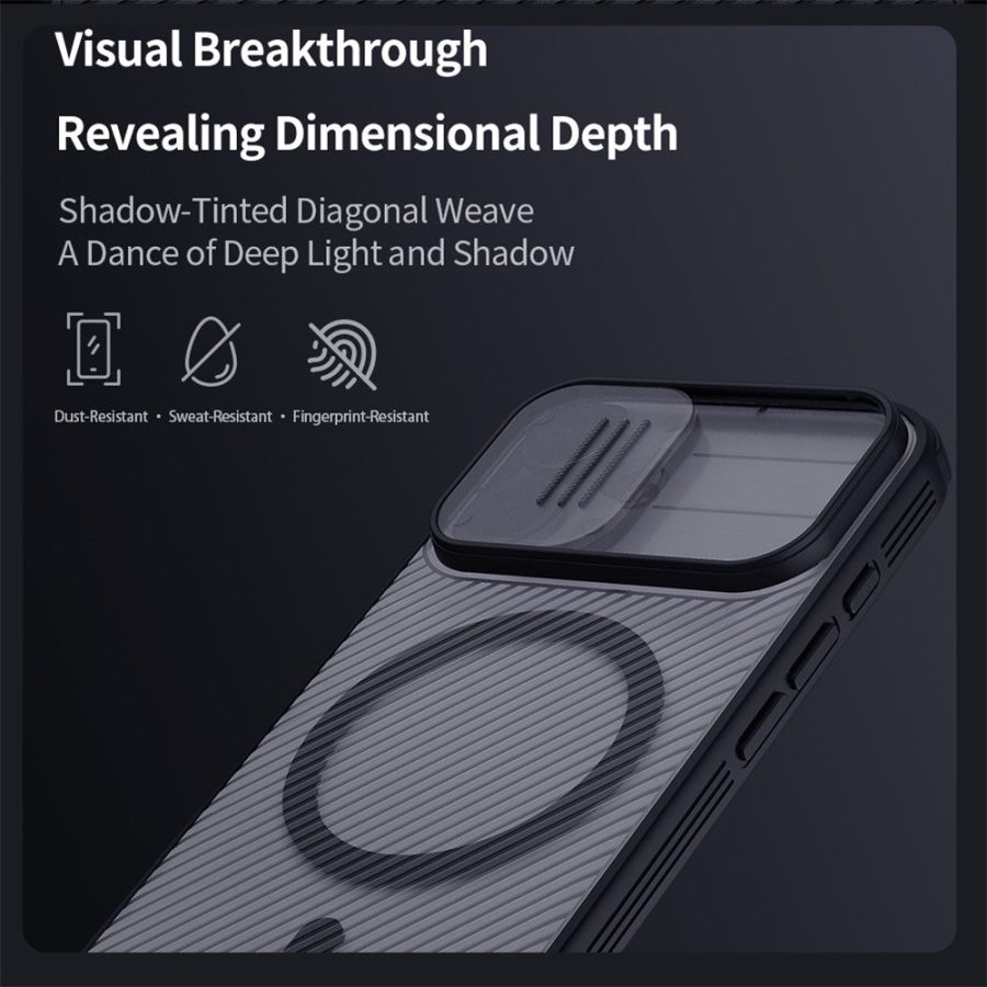6601178530A-18 NILLKIN Camshield Pro Magnetic Series For iPhone 17 Case TPU - PC Clear Black Phone Cover with Camera Slider