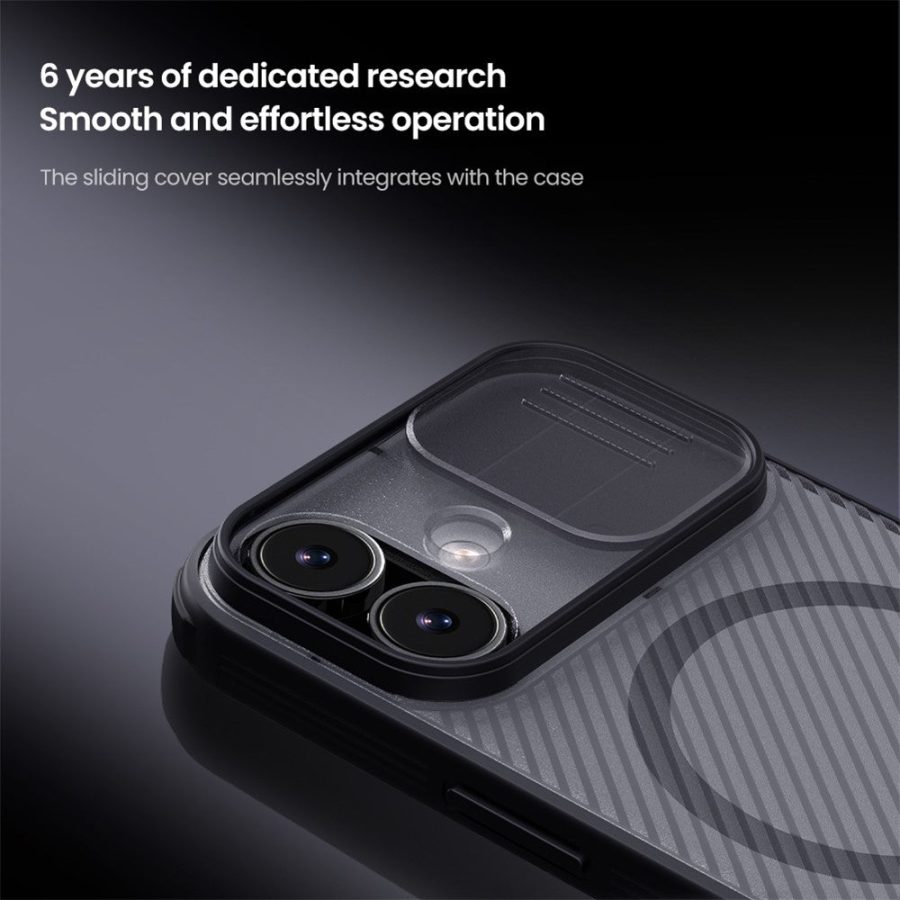 6601178530A-8 NILLKIN Camshield Pro Magnetic Series For iPhone 17 Case TPU - PC Clear Black Phone Cover with Camera Slider