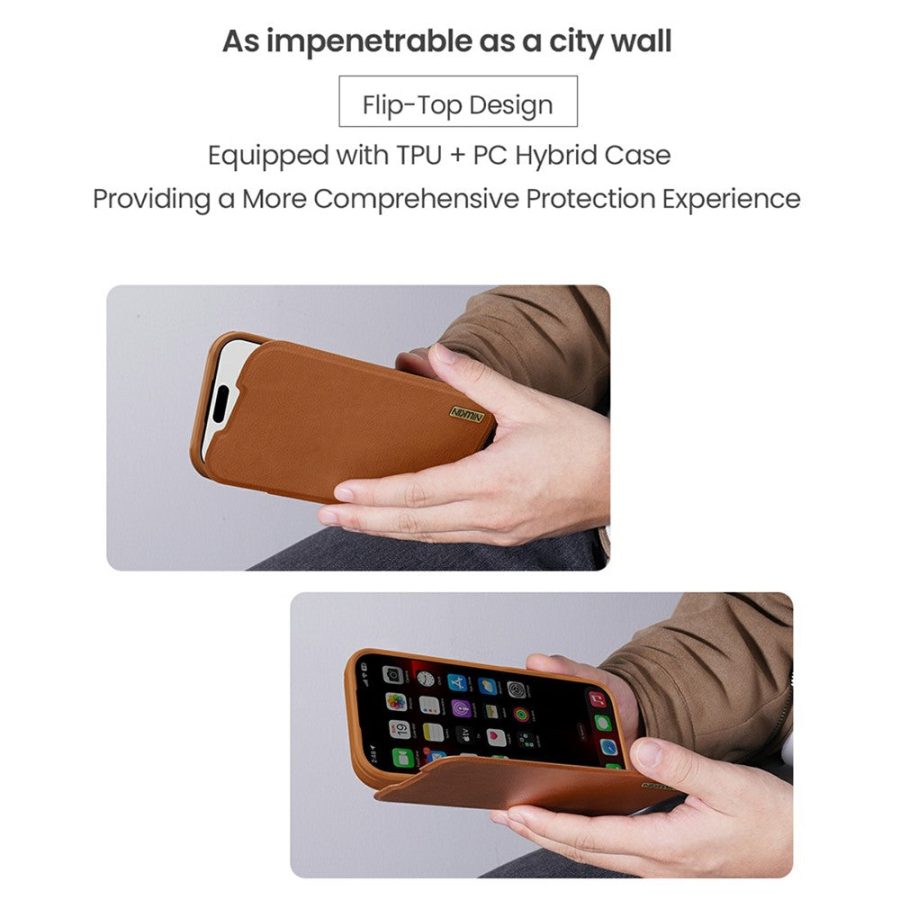 6601178912A-7 NILLKIN Qin Pro Series for iPhone 17 Pro Max Case with Card Slots Leather Phone Cover