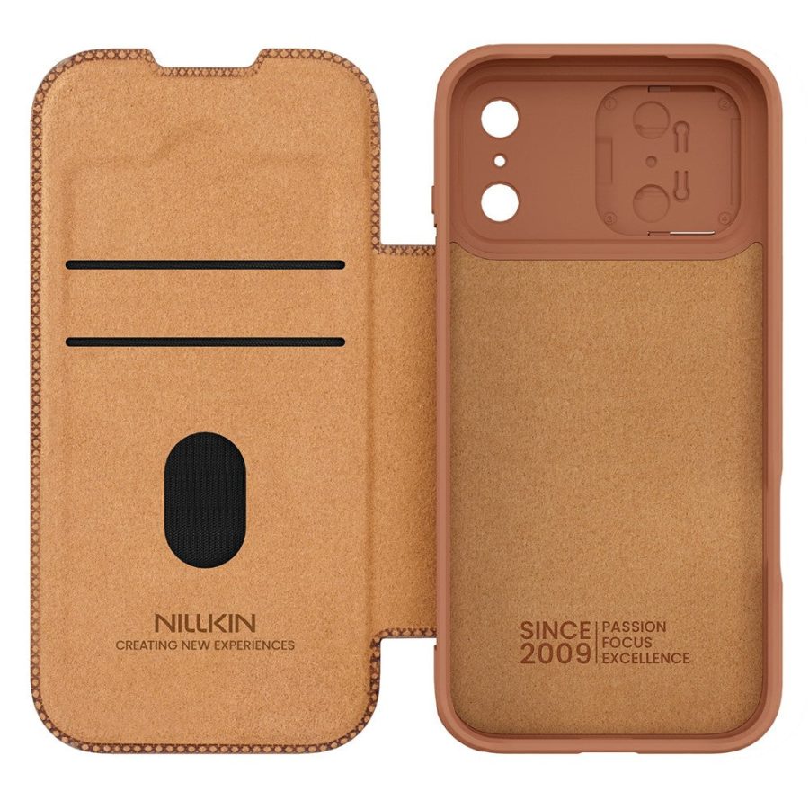 6601179038A-3 NILLKIN Qin Pro Series for iPhone 17 Pro Case with Card Slots Leather Phone Cover