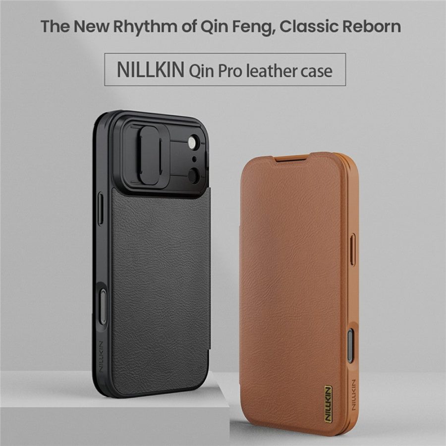 6601179038A-4 NILLKIN Qin Pro Series for iPhone 17 Pro Case with Card Slots Leather Phone Cover