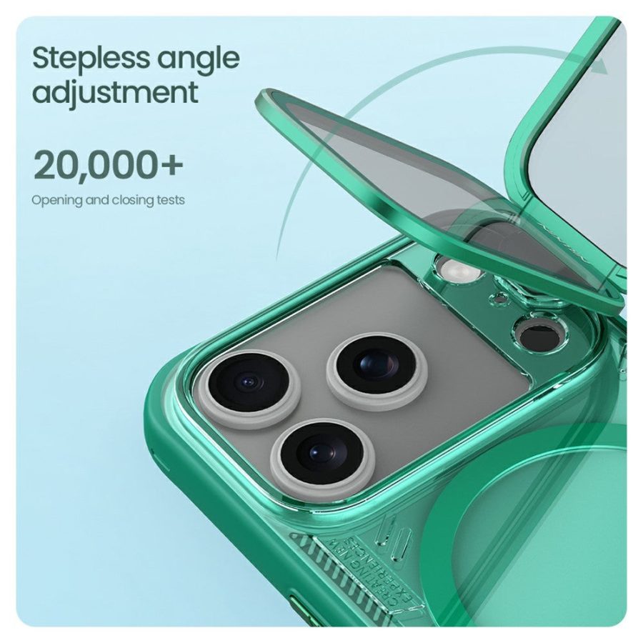 NILLKIN Iceblade CamProp For iPhone 17 Pro Magnetic Case Clear Lens Lid Kickstand PC - TPU Phone Cover