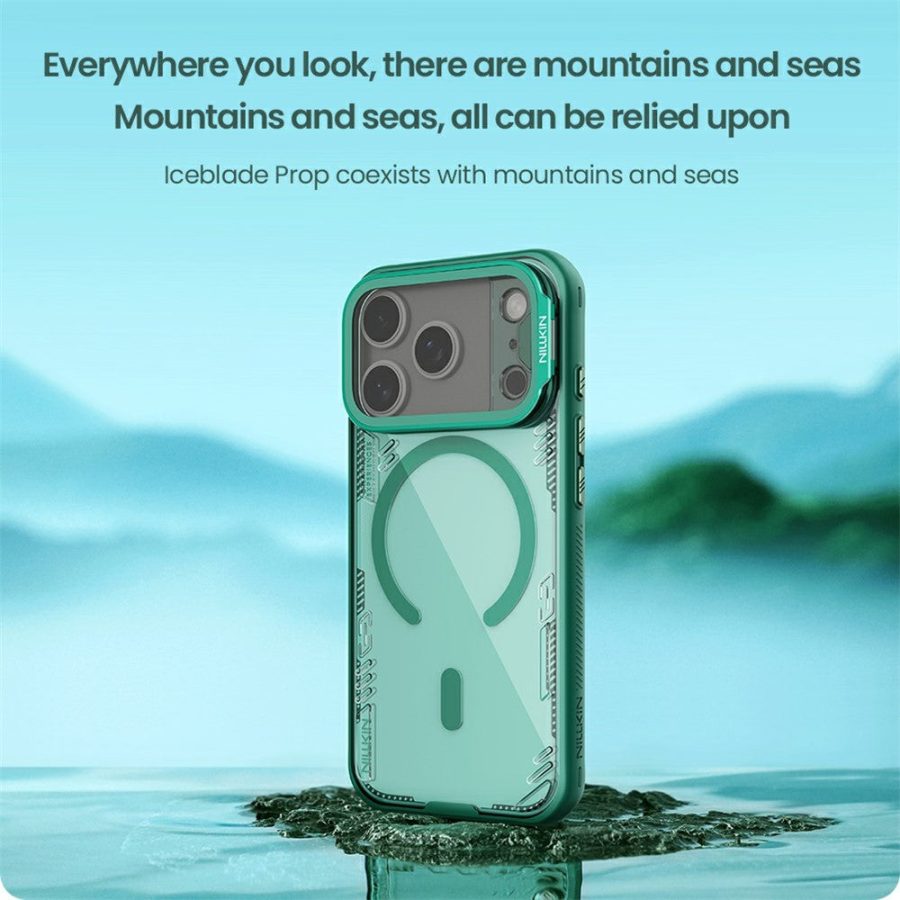 NILLKIN Iceblade CamProp For iPhone 17 Pro Magnetic Case Clear Lens Lid Kickstand PC - TPU Phone Cover
