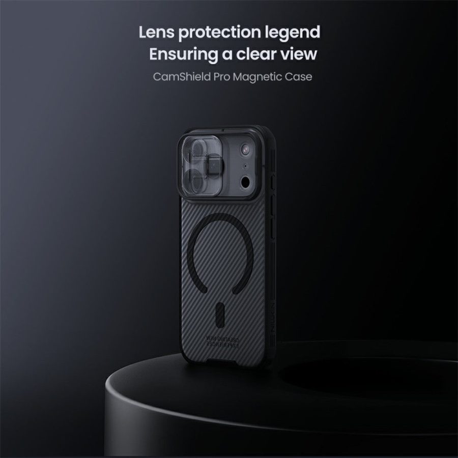 6601180787A-6 NILLKIN Camshield Pro Magnetic Series For iPhone 17 Pro Case TPU - PC Clear Black Phone Cover with Camera Slider