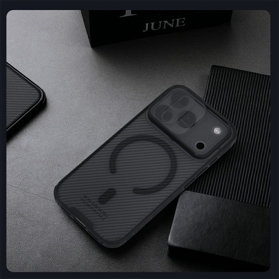 6601180789A-17 NILLKIN Camshield Pro Magnetic Series For iPhone 17 Pro Max Case TPU - PC Clear Black Phone Cover with Camera Slider