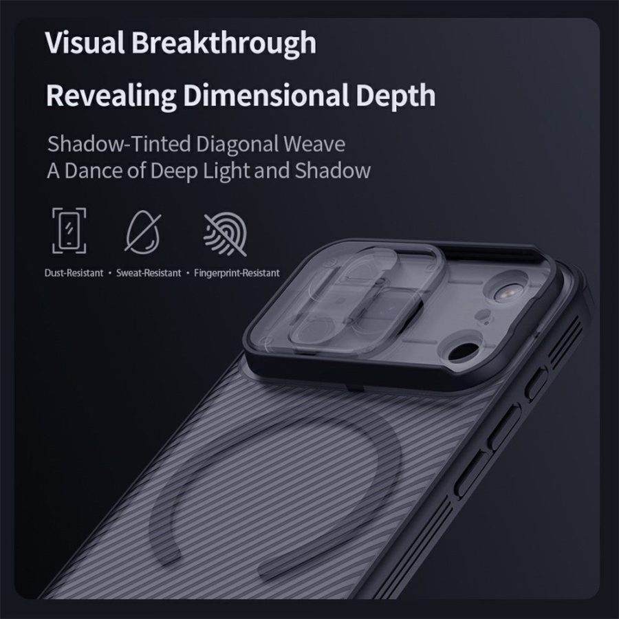 6601180789A-18 NILLKIN Camshield Pro Magnetic Series For iPhone 17 Pro Max Case TPU - PC Clear Black Phone Cover with Camera Slider