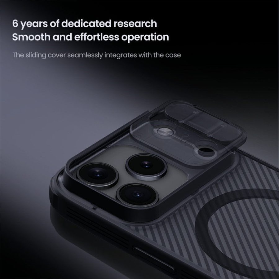 6601180789A-8 NILLKIN Camshield Pro Magnetic Series For iPhone 17 Pro Max Case TPU - PC Clear Black Phone Cover with Camera Slider