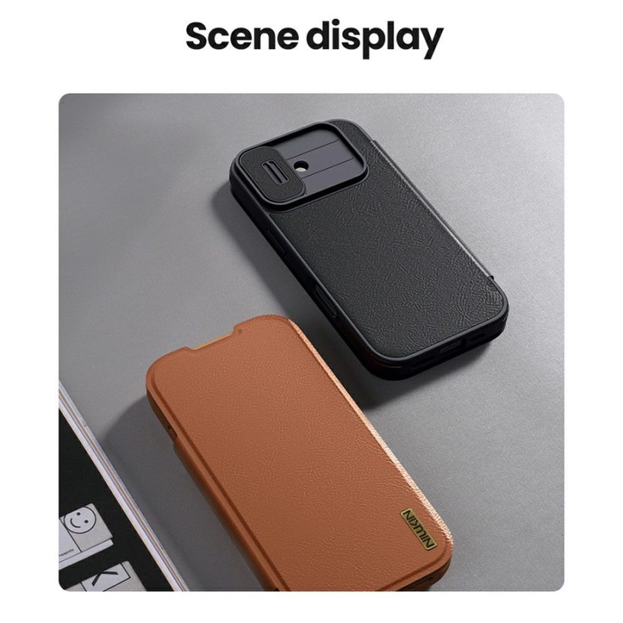 6601181520A-12 NILLKIN Qin Pro Series for iPhone 17 Case with Card Slots Leather Phone Cover
