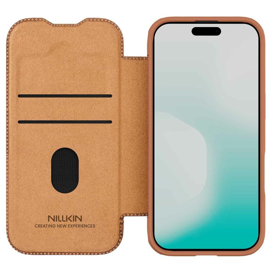 6601181520A-4 NILLKIN Qin Pro Series for iPhone 17 Case with Card Slots Leather Phone Cover